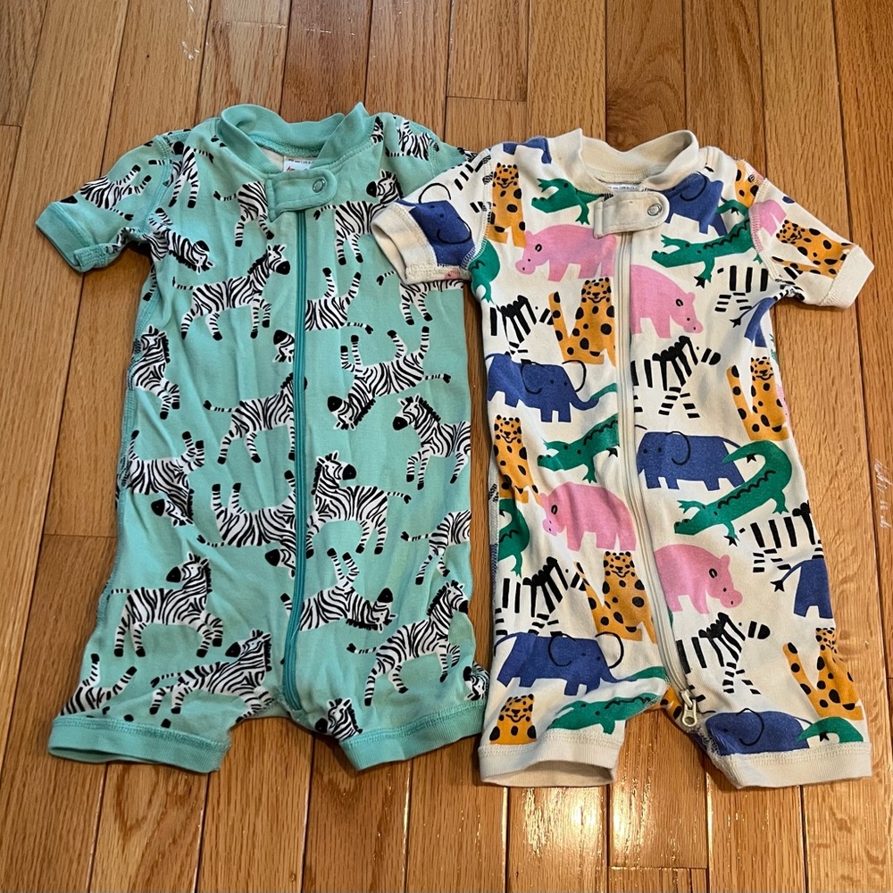 Hanna Andersson Teal Zebra Print Baby Romper